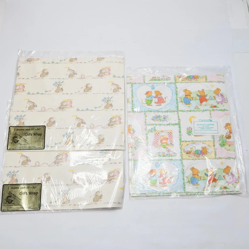 Vintage House-Mouse Designs & Current‎ Mouse-Tail Gardens Gift Wrap 6 Sheets